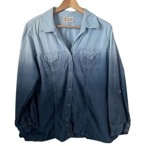 Vintage DCC Woman Women’s Plus Size 18/20 Snap Front Roll Tab Sleeve Tunic Shirt